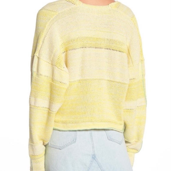 S 🔖 FREE PEOPLE Lemonade Stand Sweater Yellow V-neck - Picture 3 of 9